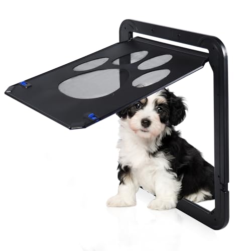iPetba Magnetic Lockable Screen Cat Door for Sliding Door with Self-Closing Flap, Sturdiness Screen Doggie Door Stability Screen Doggy Door Large Cat Door 12\"Ã—14\"