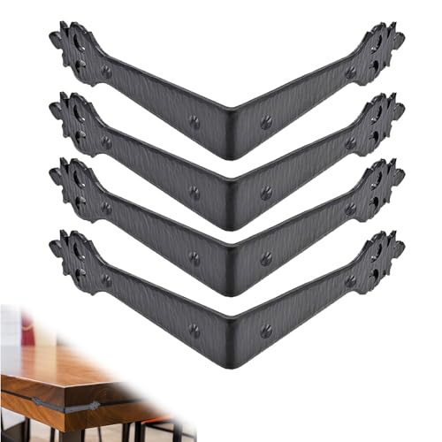 4 Pack 6 inch Metal Corner Protector - Black - Furniture Corner Hardware Corner Bracket Metal Embellishments for Wood Decorative Metal Trim The Tuscan Series by Borderland Rustic Hardware