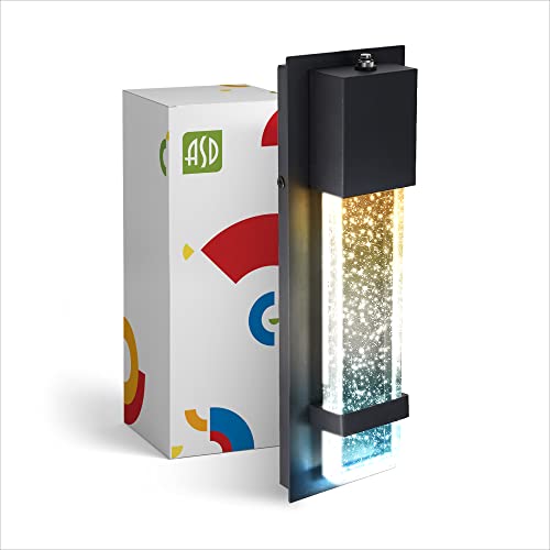 Asd Led Wall Mount Light Fixture | Crystal Bubble Glass Lighting Sconce | 13 Inch 11.5W (50W) 120V 500Lm 3000K 4000K 5000K Adjustable | Dusk To Dawn Photocell, Waterproof, Etl Listed | Black #TOP5