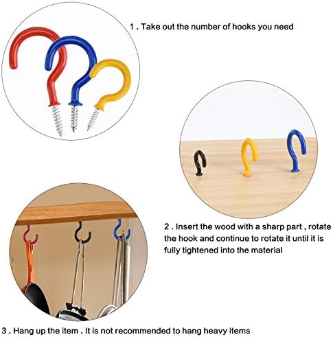 Drado 30 Pcs Cup Hooks Screw in 1/2" Hooks Heavy Duty Ceiling Hooks, Black