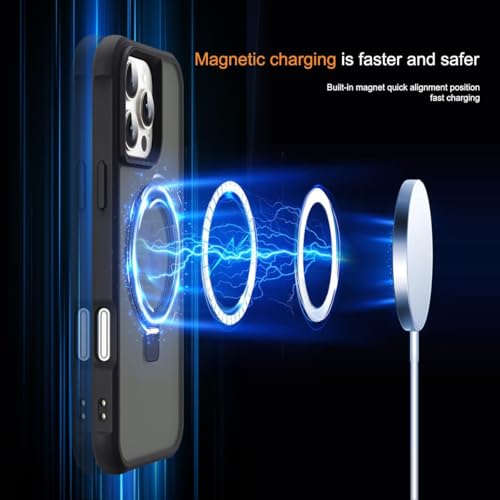 Image of iPhone 16 pro Max Magsafe Stand Case | Matte Design & 360 Protection | Military-Grade Apple iPhone 16 pro Max Cover | Ultra Premium - Black
