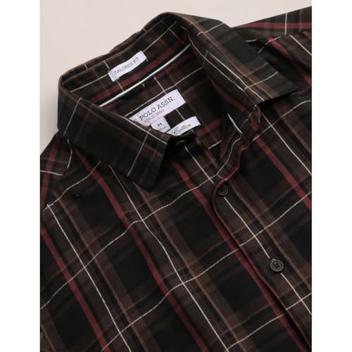 Image of U.S. Polo ASSN. Checked Tailored Fit Shirt for Men - 100% Cotton, Breathable & Comfortable, Full Sleeves Casual Shirt for Men