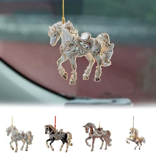 Pferd Weihnachten Ornament, Acryl Pferd Baum Dekor, Pferde Ornamente...
