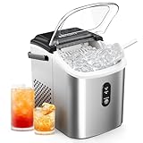 EUHOMY Ice Maker Countertop, Portable Ice Machine with Carry Handle, 26.5lbs Per Day, 9 Cubes in 6 Mins, Auto-Cleaning, with Basket and Scoop, for Home, Kitchen, Camping, RV