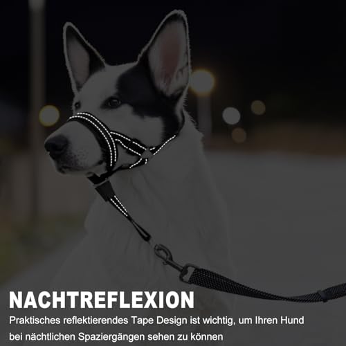 Voarge Ausbildungsgeschirr Hundehalfter Haustier Maulkorb, Einfache Anpassung, Leicht, mit gepolstertem Nasenriemen, Hundemundschutz Training Halter verhindert Bellen Beißen und Kauen, L