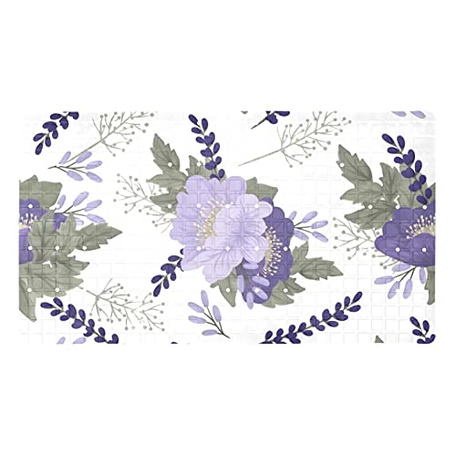 Tapis de douche fleuri avec trous de drainage et ventouses de qualité