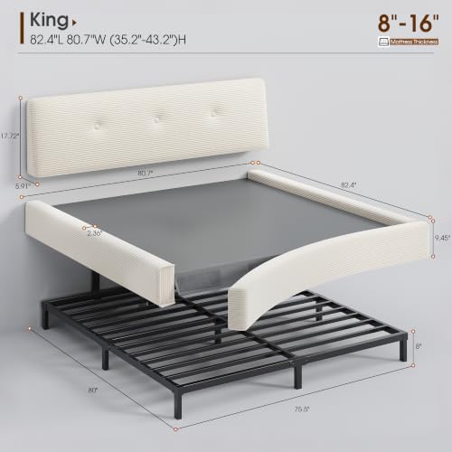 Image of EnHomee Cloud Bed Frame King Size with Adjustable Headboard