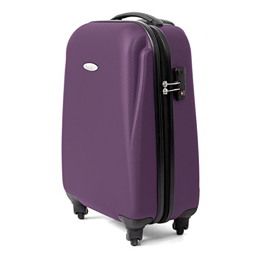 MasterGear Handgepäck Koffer aus ABS mit Reißverschluss in violett (lila) , 4 Rollen (360 Grad) , Trolley, Reisekoffer, Hartschalenkoffer, TSA Schloss , für zahlreiche Fluggesellschaften geeignet
