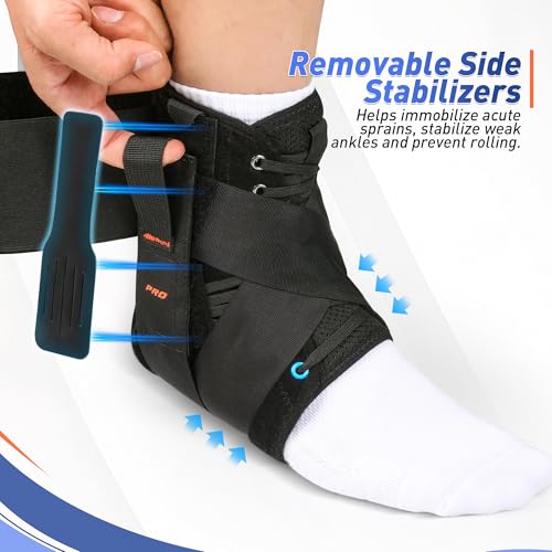 Image of T TIMTAKBO Quick Lace Up Ankle Brace with Figure 8 Straps for Women & Men | Easy On & Off, Removable Side Stabilizers, Breathable Mesh, Ankle Support for Sprained, Basketball Volleyball Running