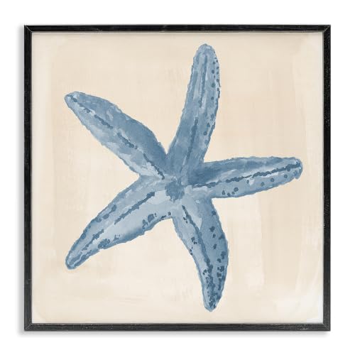 Blue Starfish Nautical Summer, 17 x 17 Inch Framed Giclée Print