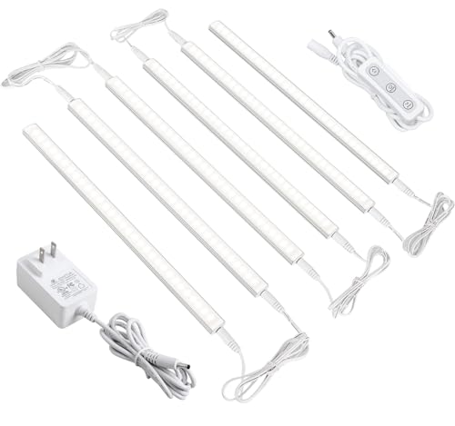 ASOKO Dimmable Led Under Cabinet Lighting for Kitchen - 6 Pcs 12 inches Linkable Led Counter Light Bars, Led Closet Light Daylight White 4000K,DC24V 1360Lumens,20W by ASOKO - Used condition - CA$54.06