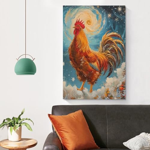 Cuadros decorativos de gallos en lienzo para renovar paredes de salon vacias 4