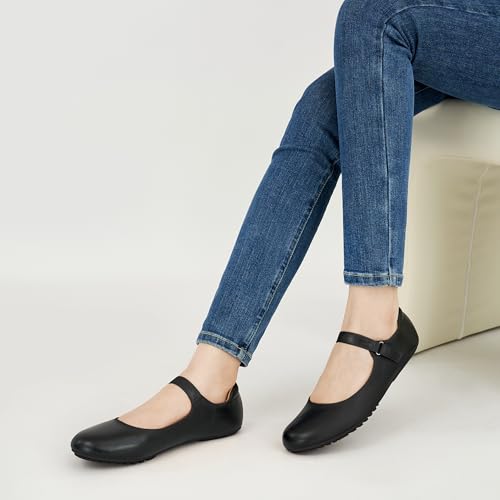 Ablanczoom Mary Jane Flats for Women: Dressy Round Toe Ankle Strap Ballet Flats Comfortable Dress Shoes for Work Office Business 5