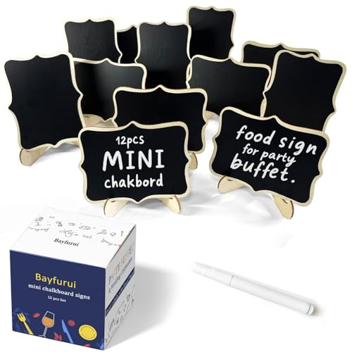 12pcs Mini Chalkboard Signs with Stand,Food Labels for Party Buffet, Food Tag/Name Card for Wedding Table, Name Tag Drink Labels Taco/Candy Bar/Bake Sale Food Sign, Catering Supplies Buffet Display