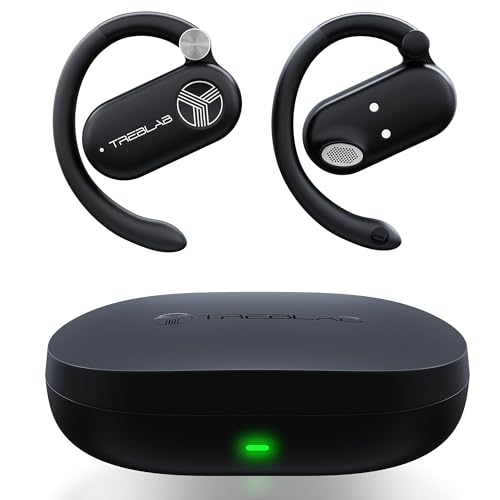Image of TREBLAB X-Open Ear Earbuds Wireless Bluetooth, IPX5 Earhook | 9H battery, wireless charging case, 14.2mm driver, dual mics, BT 5.4, touch control, gaming mode, 33ft range