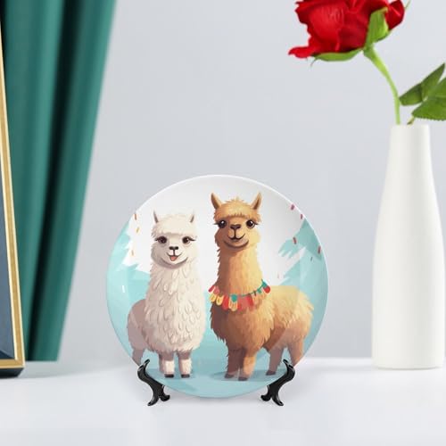 Plato decorativo de porcelana Llama Alpaca 6 pulg miniatura 6