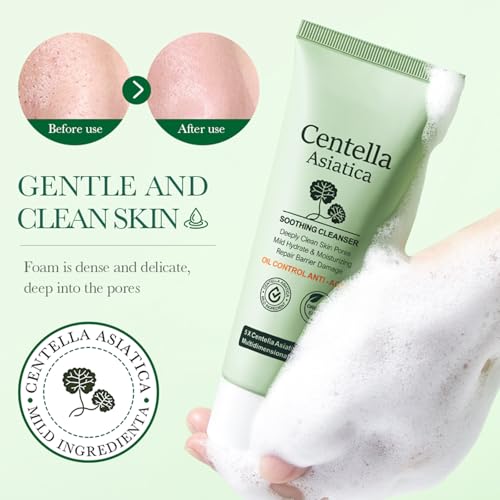 Facial Cleanser With Centella Asiatica Extract, Gentle Facial Cleanser for Facial Cleansing Anti-Pimple Face Wash Gel - Image 4
