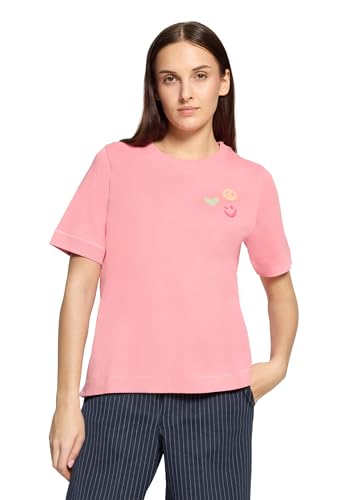 Cartoon Damen Rundhals-Shirt mit Stickerei 38 Patch Pink/Orange