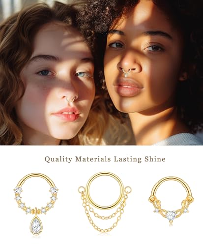 Gold Septum Rings 16g Septum Piercing Daith Clicker Jewelry Nose Ring3