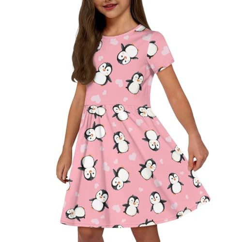 Image of Short Sleeve Dress for Girls with Pockets Cute Toddler Girl Clothes Summer 2-12