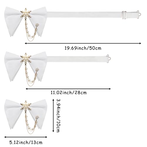 Image of Oversized Bow Ties for Men, Adjustable Bow Tie Pre-tied Bowties Pearl Decoration Bowtie for Tuxedo Wedding Party Prom