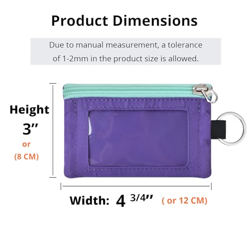 Image of RFID Blocking Travel Wallet with Adjustable Lanyard, Small Nylon Zipper Pouch and Badge Holder for ID, Credit Cards, Cash, Keys, Commuters (Violet)