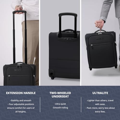 Image of Verage Underseat Carry On Luggage With Spinner Wheels, 16-Inch Rolling Pro, Softside, Black