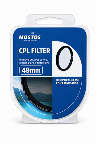 Image of MOSTOS - 49mm CPL Filter for Canon EOS R100 R50 R10 with RF-S 18-45mm Kit Lens, for Canon EOS M50 M50 Mark II (Make Sure Mark Φ49 is Written ON Your Lens)