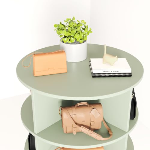 Image of HKLYRHIMO Rotating Storage Rack-American Design White-7-Tier Spinning Storage Rack,Free Standing 360 Revolving Shoe Organizer-for Bedroom,Livingroom,Hallway. (Green,7-Tier with Base)