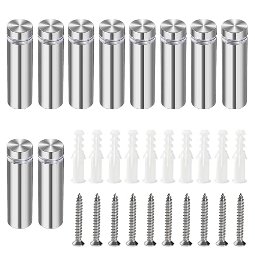 Lyeteung 10 PCS 12×40 mm Standoff Fixings, Stainless Steel Advertising Screw, Sign Standoff Screws