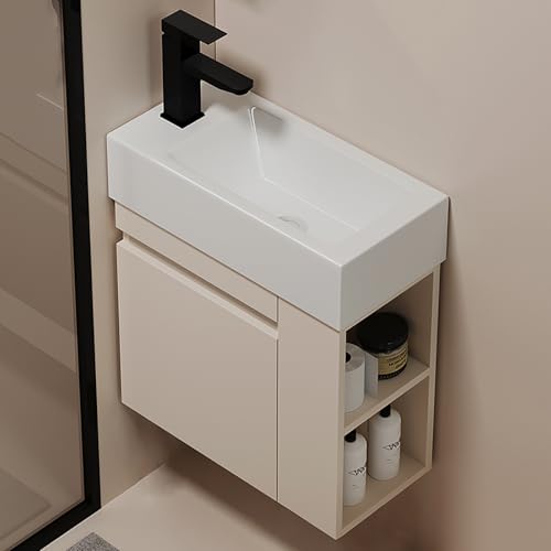 Lave Main D Angle Wc Avec Meubl,Petit Angle Lave Main Avec Meuble,Lavabo Mural En Céramique Blanche,Lavabo Suspendu À Fixer Au Mur,Lavabo À Poser Pour Petits Invités,Pour Vestiaire Salle De Bains(42cm