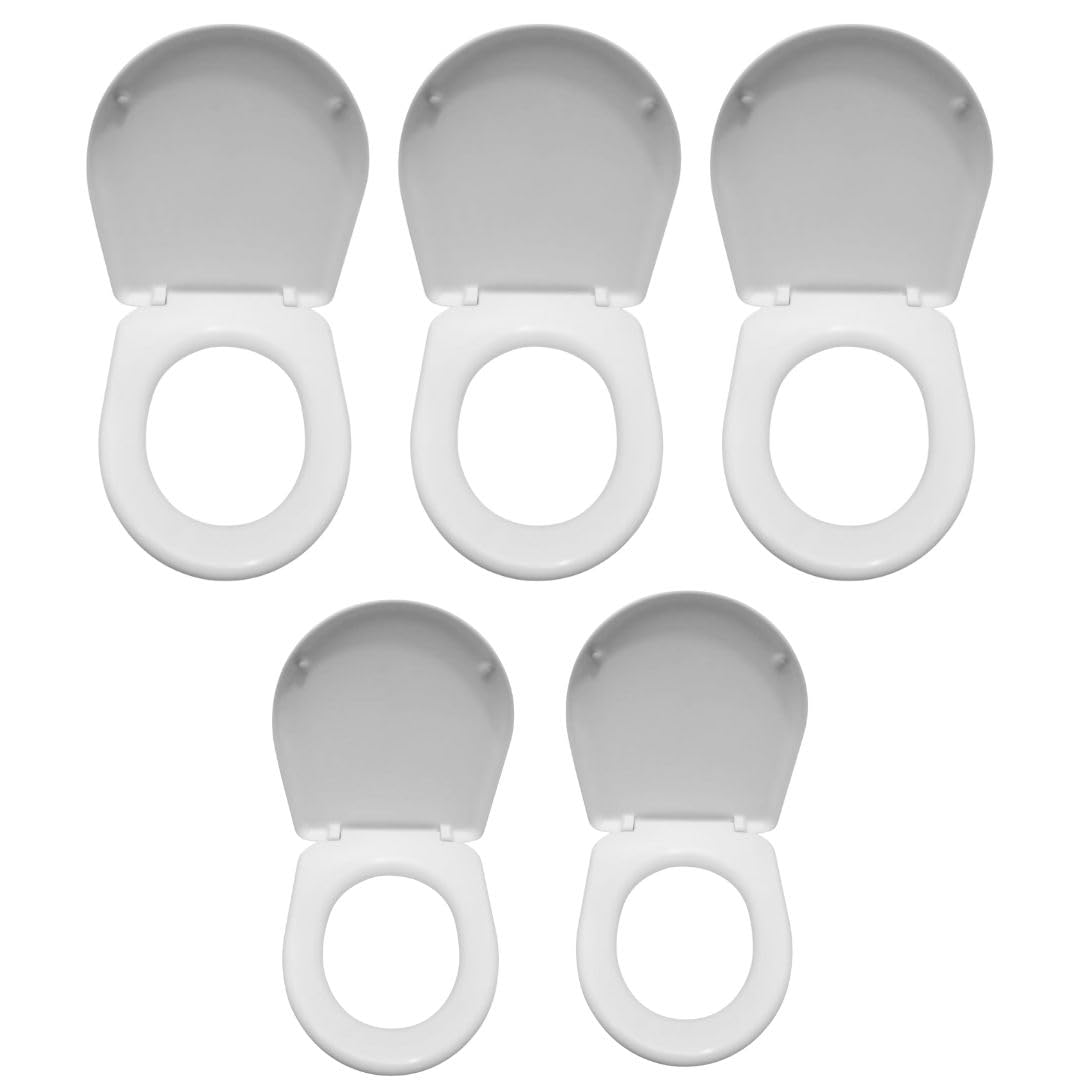 AHG 5-Pack Soft Close Toilet Seats with Quick Release | Universal Fit White Toilet Seat with Top Fixing Hinges | Durable, Scratch-Resistant & Quiet-Closing Seats for Easy Cleaning & Bathroom Upgrade