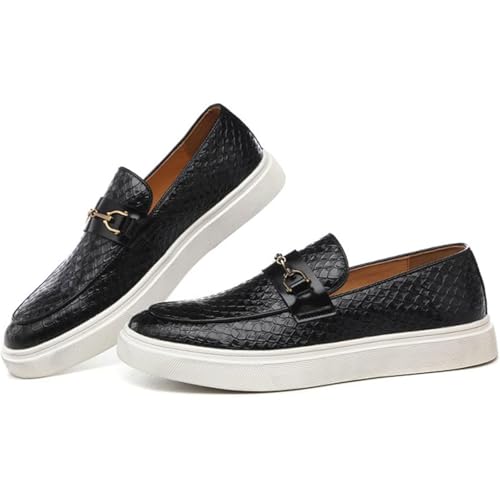 Men's Slip-On Woven Loafers - Leather Upper Comfort Casual Shoes - Formal Party Dress Shoes2