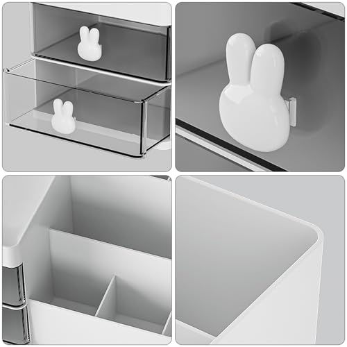 DUOJIN Make Up Organizer Kosmetik Aufbewahrungsbox Schminktisch Kosmetik Organizer mit Schublade, Make-up Schminkbox mit Schubladen für Dresser, Schlafzimmer, Badezimmer (weiß)