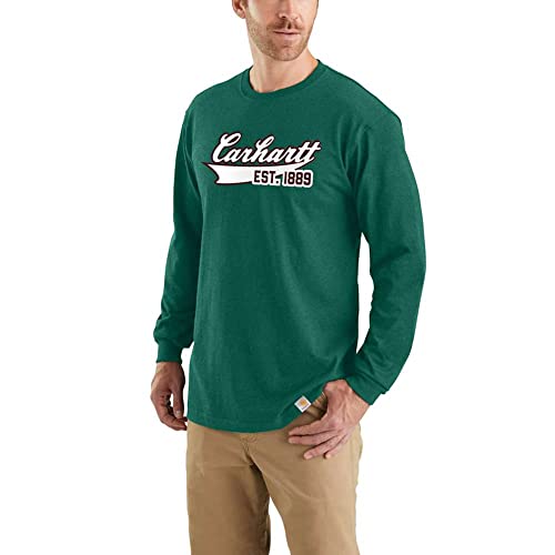Carhartt Camiseta de Manga Larga con Texto en inglés «Relaxed Fit» Work Utility, North Woods Heather, XL para Hombre