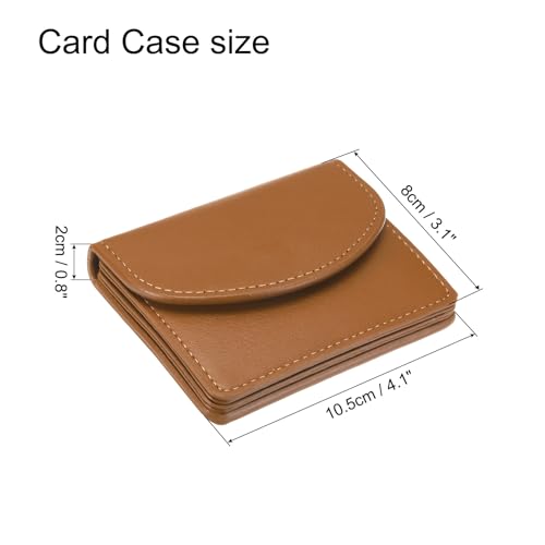 Image of uxcell PU Leather Business Card Case, Business Name Card Holder Wallet with Magnetic Shut Pocket Holder for Women Credit ID Card, Brown