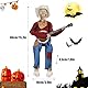 Mikqky Halloween-Banjo-Schädel, Banjo-Schädel-Ornament, Gruseliges Banjo-Skelett, Cowboy-Banjo-Schädel, Halloween-Totenkopfdekorationen, Für Halloween-Partys, Spukhäuser, 15,7 x 3,9 x 1,8 Zoll(Rot)