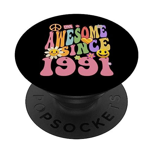 1991 Cumpleaños Retro Hippie Impresionante Desde 1991 PopSockets PopGrip Intercambiable