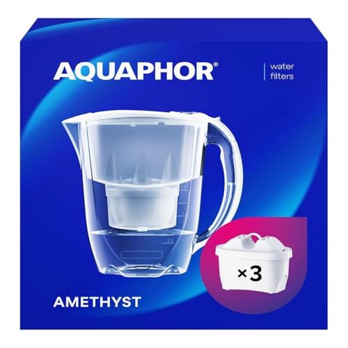 AQUAPHOR Jarra Filtradora de Agua Amethyst con (3) Filtro MAXFOR+ 200L - 2.8L - Blanco