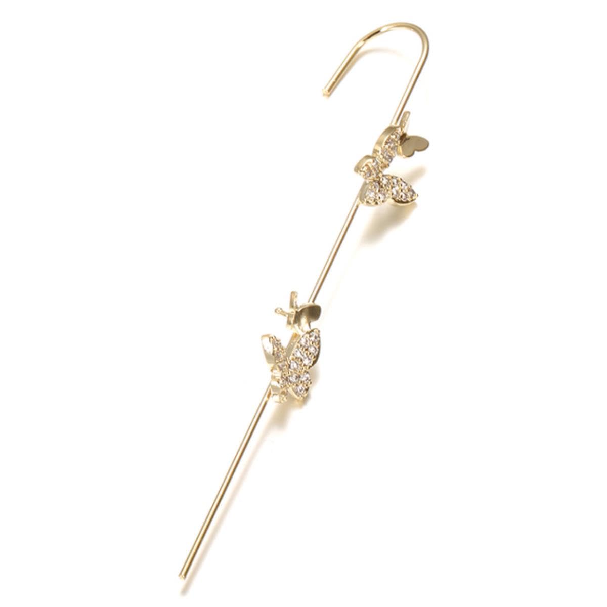 YAHOYA Fashion Butterfly Zircon Stud Earrings For Woman Geometric Cross Chain Hook Earrings Pearl Cuff Earrings Climber Earrings