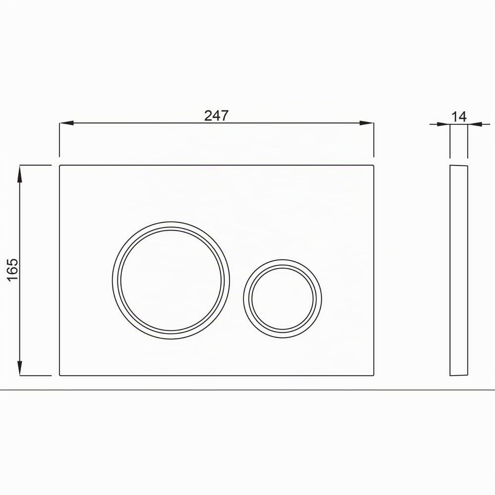 Placca di comando doppio tasto VELA DUO nera con anelli cromo, per cassette wc 199 SCHWAB