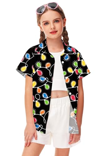 Image of Remimi Unisex Kids Halloween Shirt Boys Pumpkin Ghost Shirts Hawaii Button Up Tops 5-14 Years