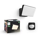 Philips Hue White & Colour Ambience Discover Flutlicht Bewegungsmelder,16 Mio. Farben,steuerbar via App,kompatibel Amazon Alexa (Echo,Echo Dot),Hochvoltsystem Ihren Außenbereich,929800011885,Schwarz