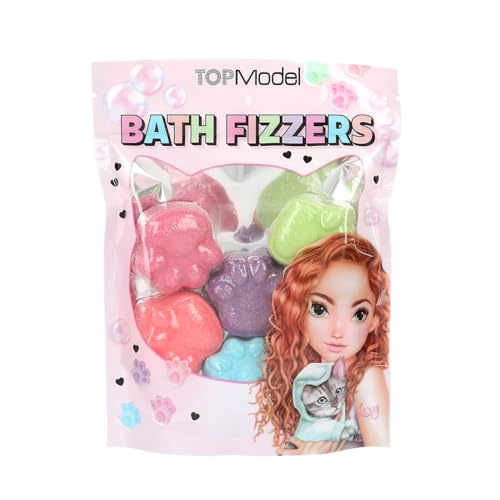 Depesche 13242 TOPModel - Badebomben Beauty and Me, in Tatzen-Form, 6 bunte Badebomben mit Duft in der Tüte