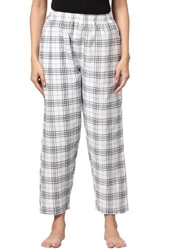 Image of KRYPTIC Women's 100% Pure Cotton Woven Pyjama | Mid Rise Relaxed Fit Full Length Nightwear Pant with Elasticated Drawstring Waistband & Side Pocket | Comfortable Lounge, Sleepwear & Casual Bottom Wear