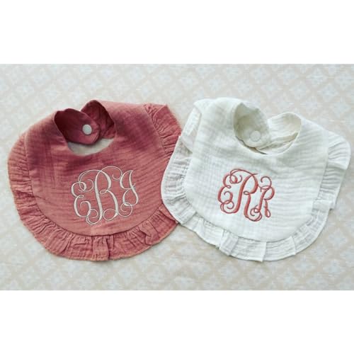 Personalized Baby Girl Bib Custom Embroidered Baby Bib Monogrammed Baby Girl Bib Custom Baby Girl Bib Baby Girl Gift Baby Shower Gift Ruffle Bib (Style 1)2