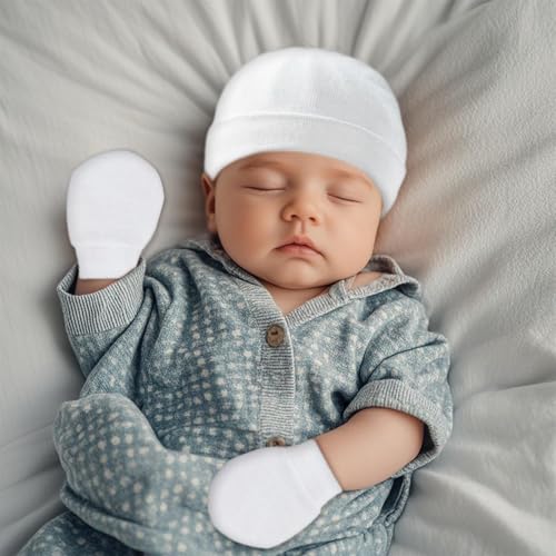 Baby Hats and Mittens Newborn Hats Gloves Infant Beanie Soft Cap Mitten Sets for 0-6 Months Boys Girls3