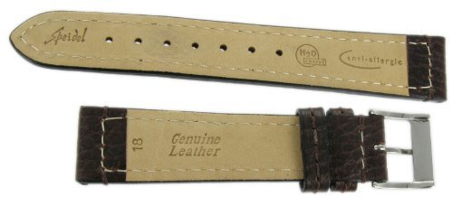 18mm Speidel Indiano Stitched Padded Genuine Leather Brown Watch Band Regular