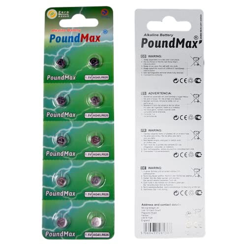 Baterías alcalinas PoundMax AG4 LR626 1.5V paquete 10 miniatura 7