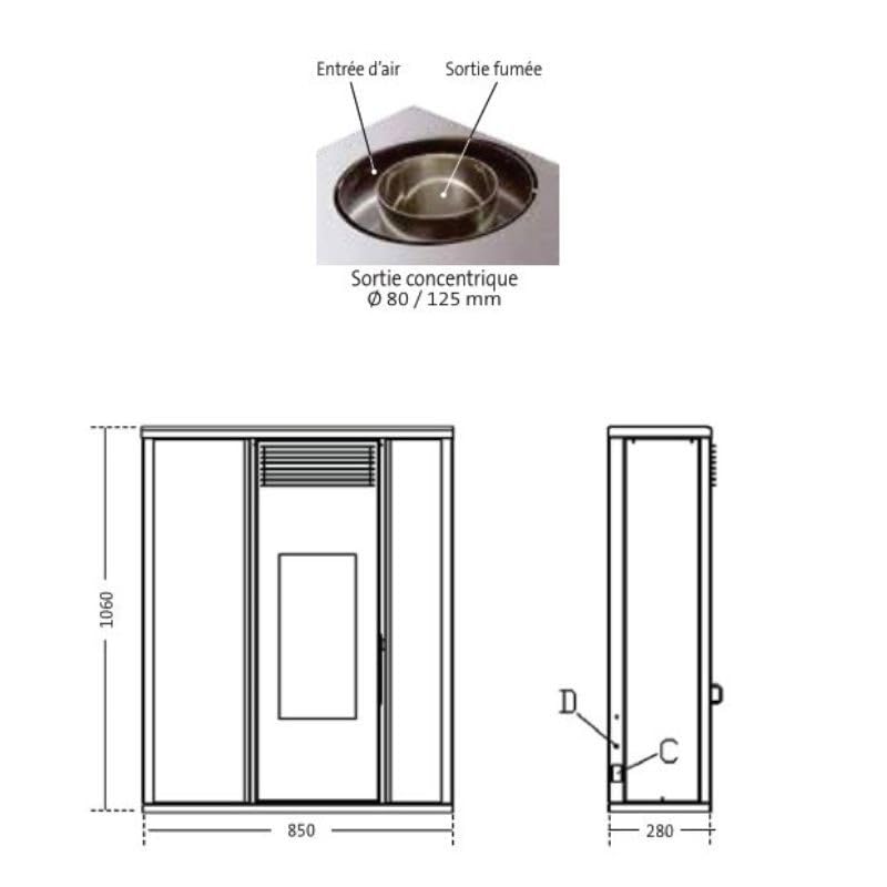 Poêle à granules Interstoves TESSA 10 Etanche Concentrique -